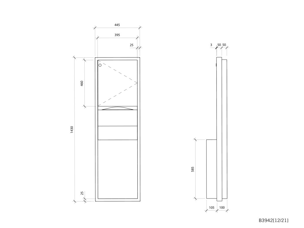 Classic Paper Towel & Waste Semi Recessed B3942