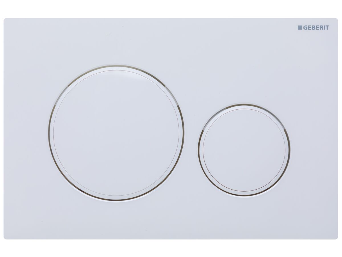 Geberit Sigma 20 Dual Flush Button Gloss White Plate with Matte White Trim