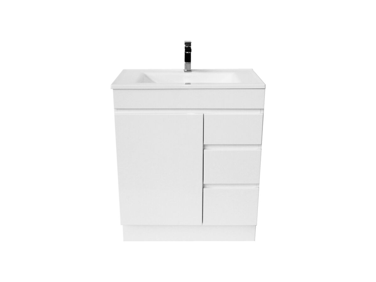 Espire 760mm Vanity Unit With Kick Single Bowl 1 Door 3 Drawers