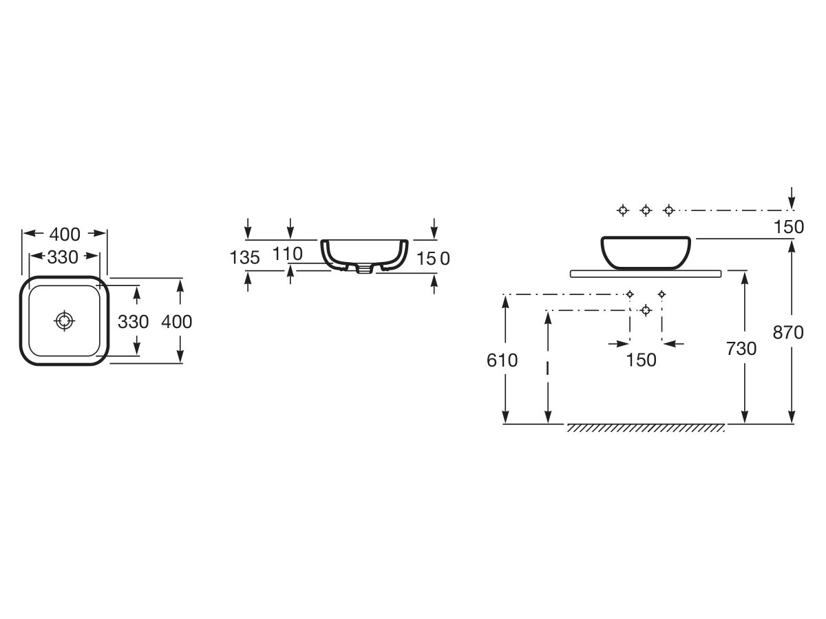Khroma Counter Basin 400 x 400mm White
