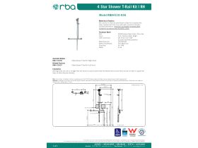 Specification Sheet - Shower T-Rail Slider Handshower Set with 2 Meter Hose Right Hand (4 Star)