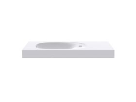 Kado Lussi 900mm Left Hand Wall Basin with Overflow 1 Taphole Matte White Solid Surface