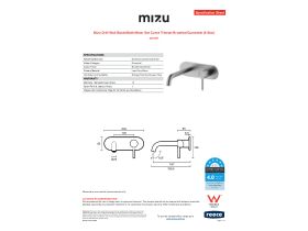 Specification Sheet - Mizu Drift Wall Basin/Bath Mixer Set Curve Trimset Brushed Gunmetal (6 Star)