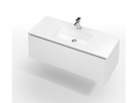 Kayla Wall Hung Vanity Unit 1200 Integrated Centre Basin 1 Drawer White