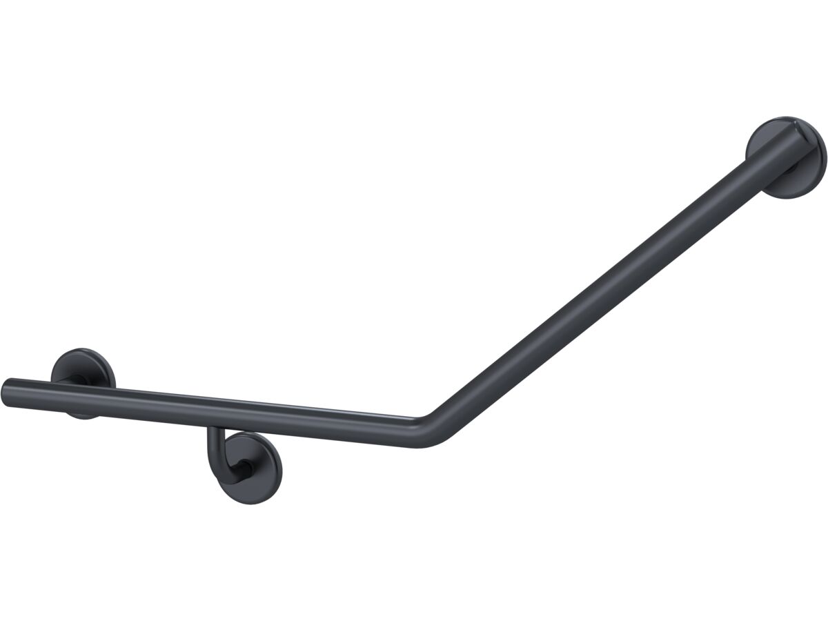Mizu Drift 450 x 450 x 40 Degree Ambulant Toilet Grab Rail - Left Hand Brushed Gunmetal