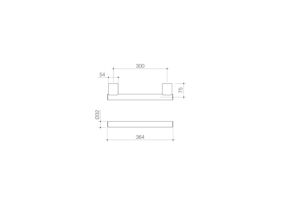 Caroma Opal Support Rail Straight 300mm Polished Stainless Steel
