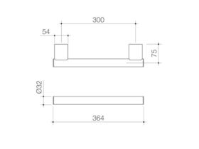 Caroma Opal Support Rail Straight 300mm Polished Stainless Steel