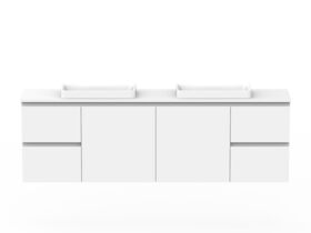 Posh Domaine Plus Ensuite 1800 Double Bowl Wall Hung Vanity Unit Caesarstone Top