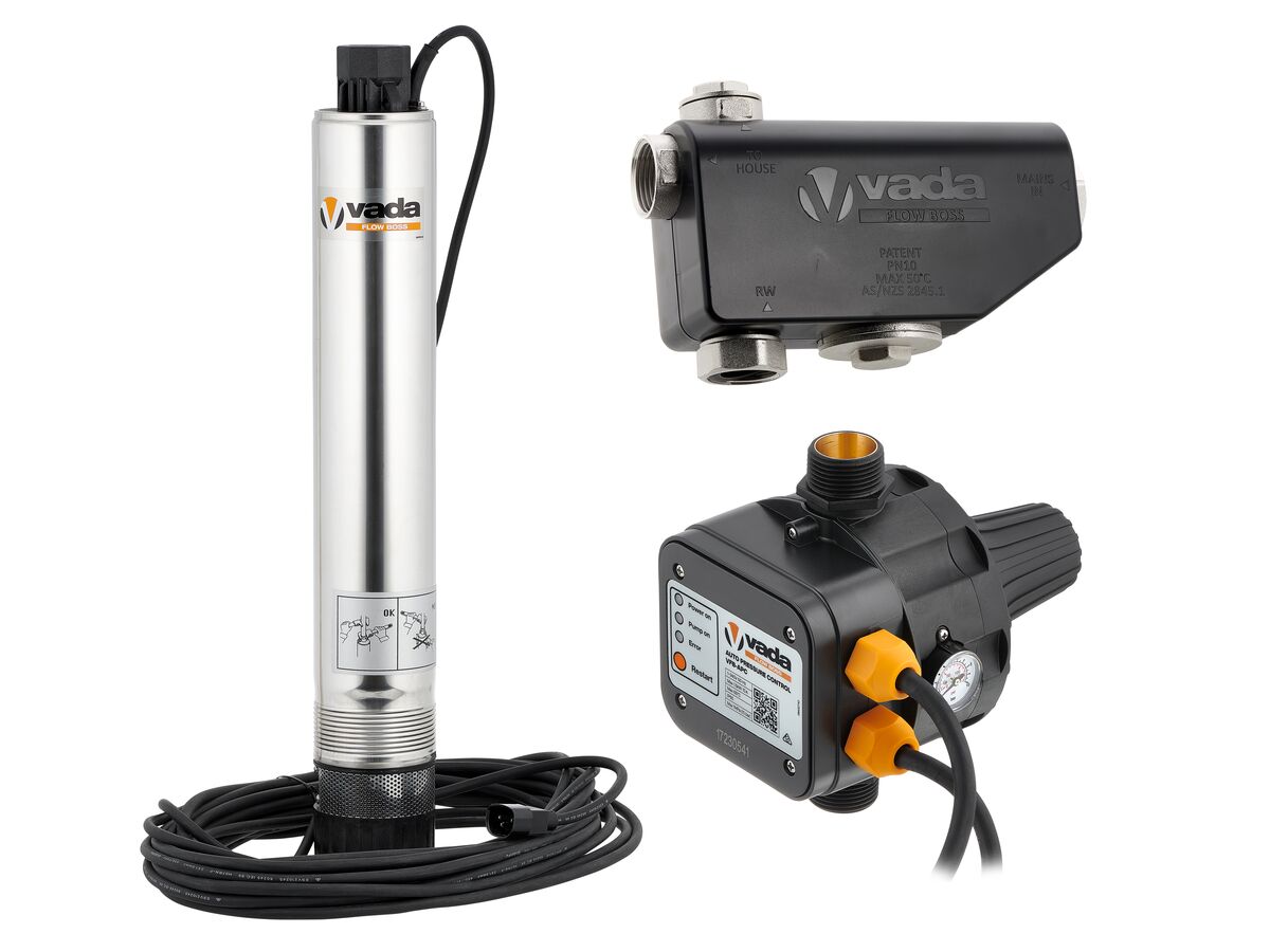 Vada Flowboss Submersible Pump 75 with Auto Pressure Control and Mech Water Switch