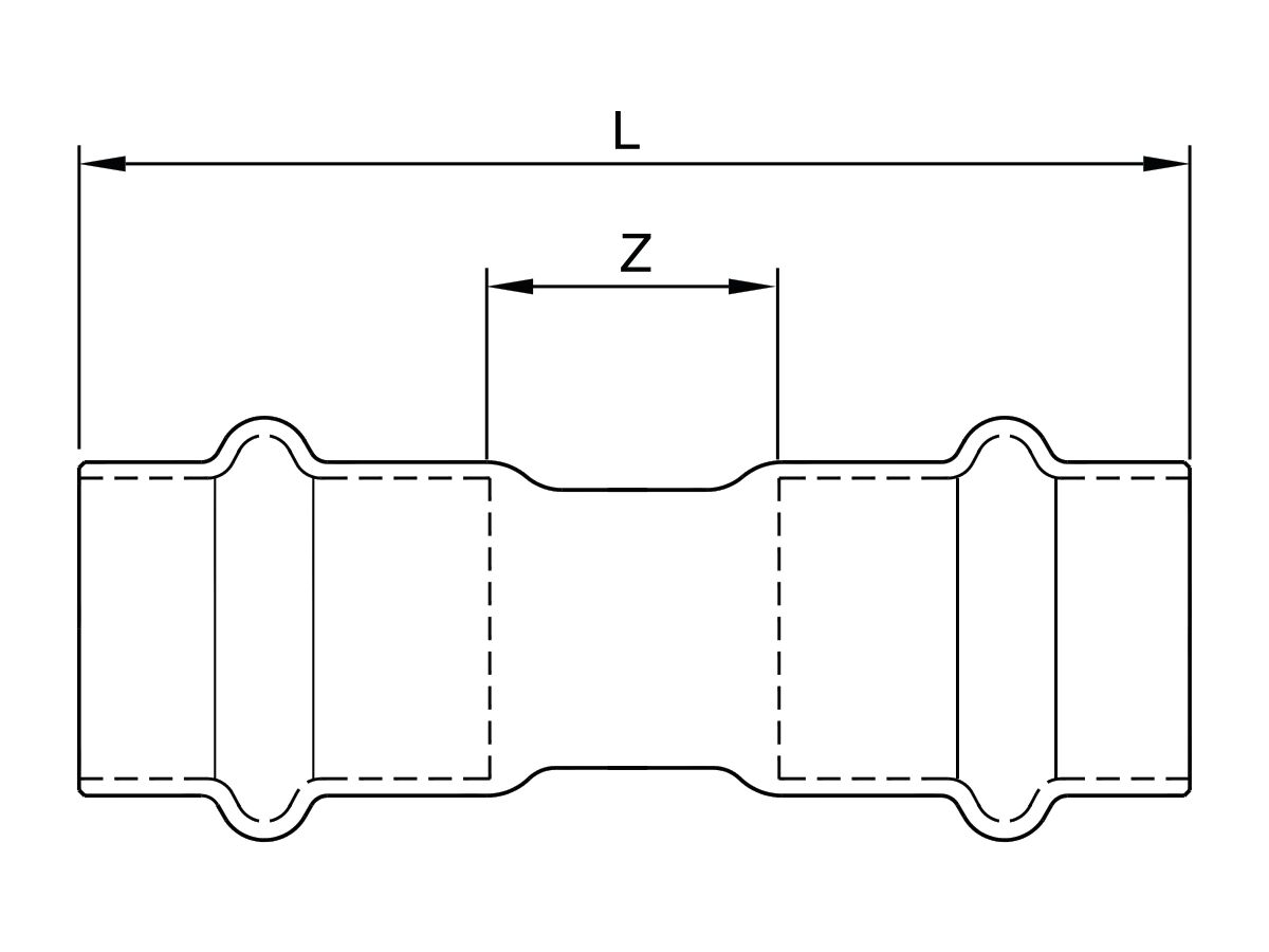 Technical Drawing - >B< Press Stainless Steel Coupler
