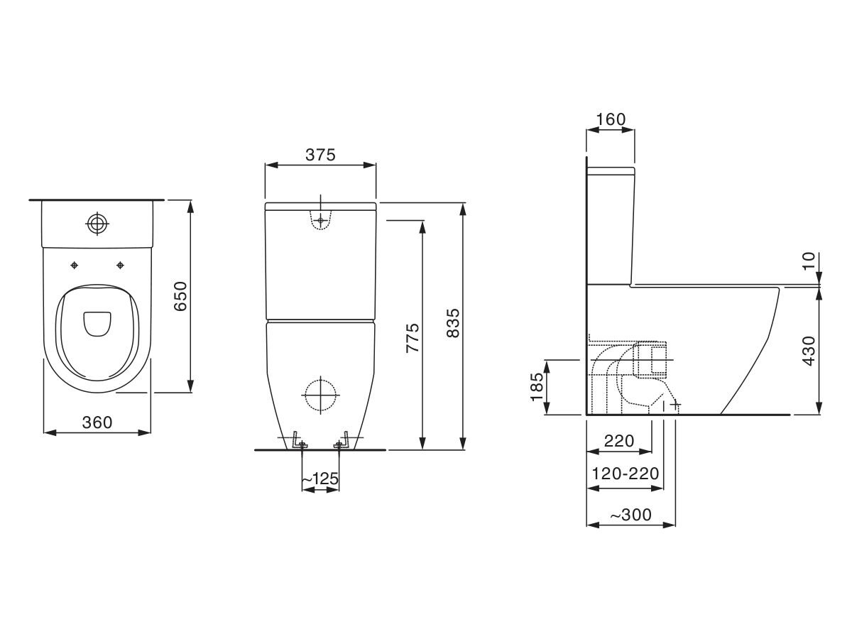 LAUFEN Pro A Rimless Close Coupled Back to Wall Toilet Suite Back Inlet
