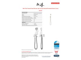 Specification Sheet - Milli Pure Round Handshower with Swivel Bracket Brushed Nickel (3 Star)