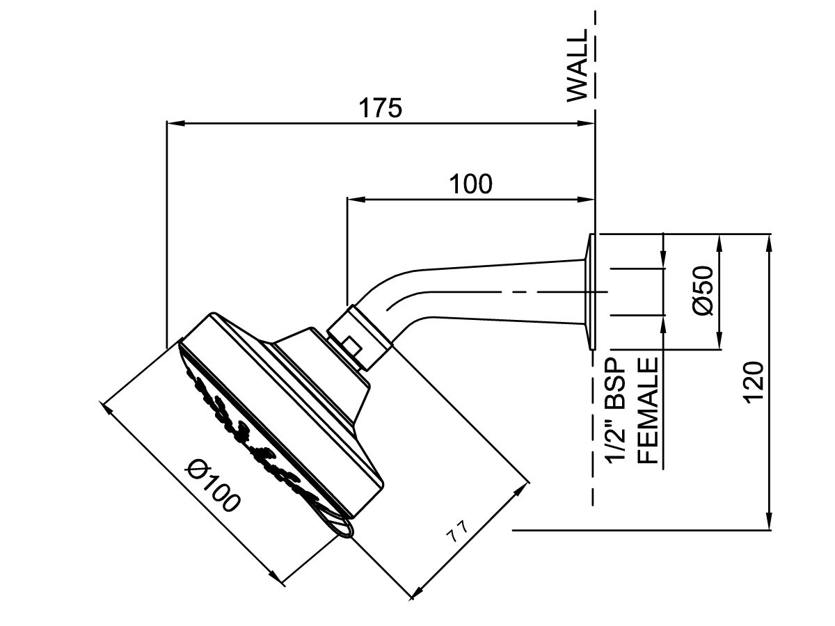 Posh Solus MK3 Wall Shower & Arm 3 Function Chrome (4 Star) from Reece