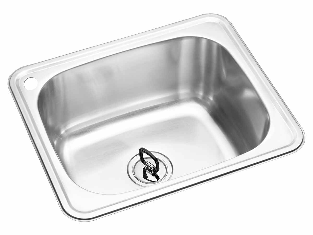 Posh Solus Flat Rim Trough 45 Litres 1 Left Hand Taphole Stainless