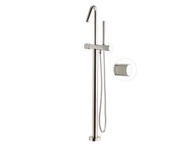 Milli Pure Floor Mounted Bath Mixer Tap with Handshower and Diamond Textured Handle Trimset Chrome (3 Star)