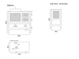 Kado Era Full Height Vanity Unit with Legs 1 Door & 2 Drawers No Basin 900mm