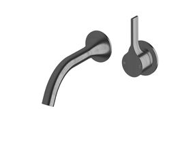 Milli Oria Wall Bath Mixer Outlet System 165mm PVD Brushed Gunmetal