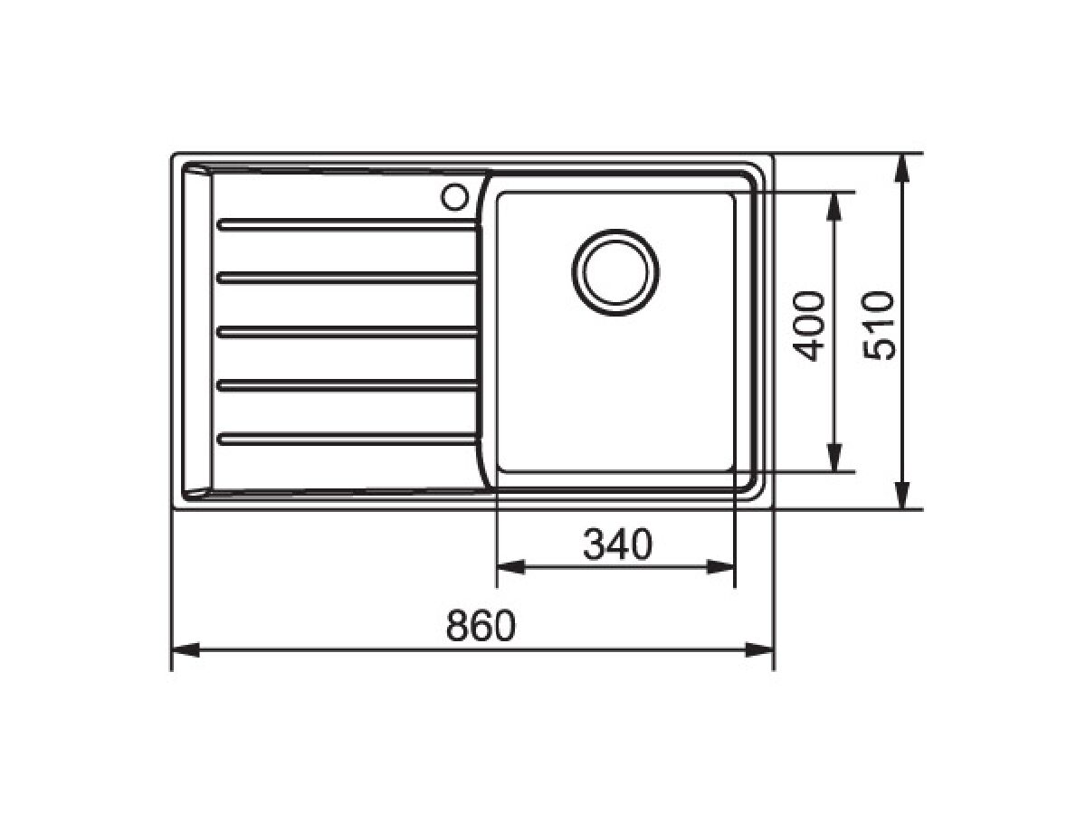 Franke Neptune Plus NPX611 Single Bowl Sink 860mm with Drainer, Left Hand Bowl Stainless Steel