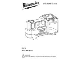 Operator's Manual - Milwaukee M18 Inflator