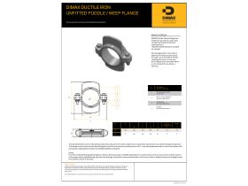 Specification Sheet - Dimax Puddle / Weep Flange Ductile Iron Unfitted To Suit DN 100 & DN 150 AS/NZS2280 Ductile Iron Pipes