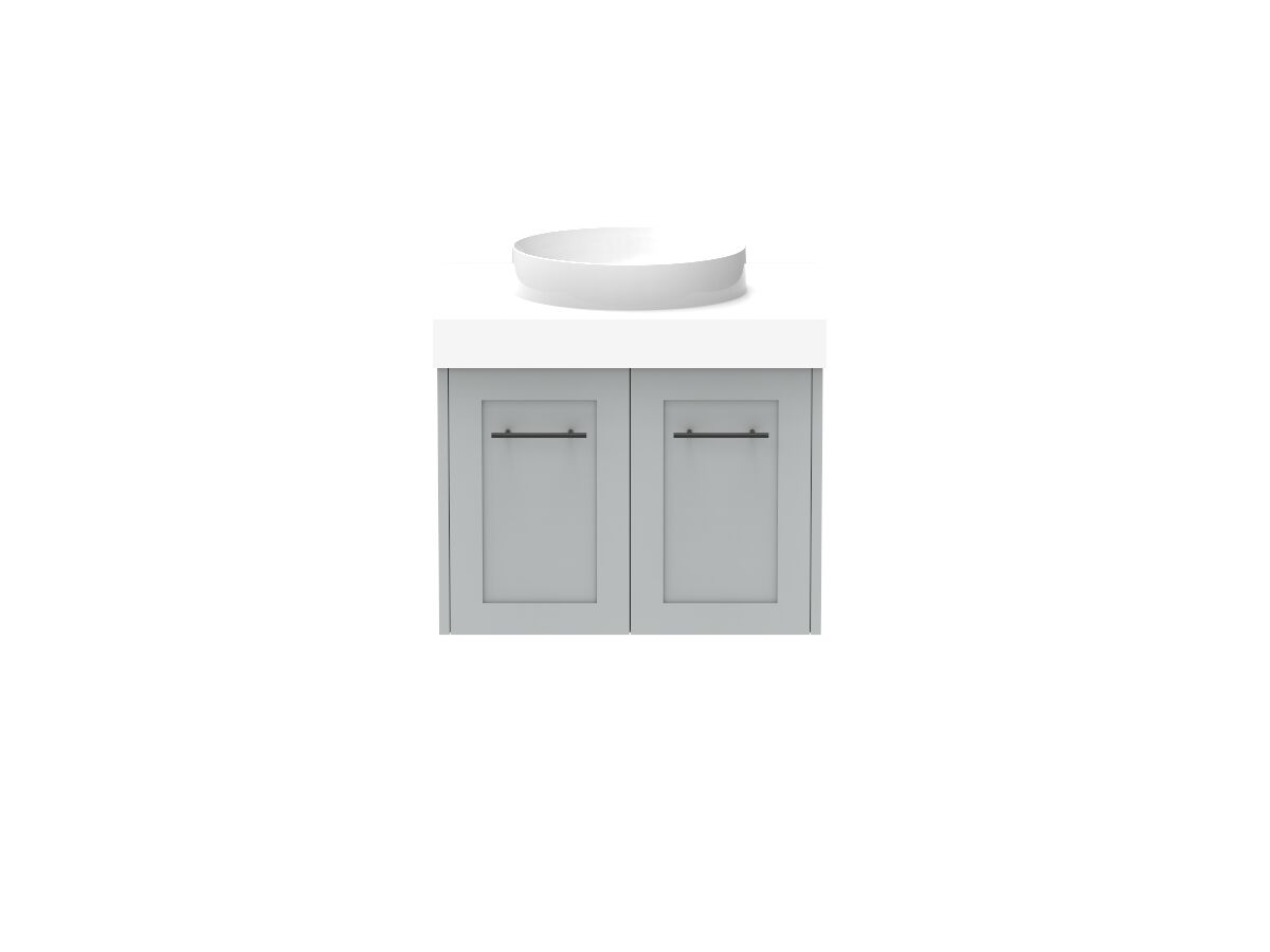 Kado Lux Door Vanity Unit Wall Hung 600 Centre Bowl Statement Top 2 Doors (No Basin)