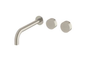 Milli Pure Wall Basin Hostess System 250mm Right Hand with Diamond Textured Handles Brushed Nickel (3 Star)