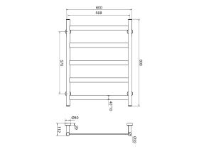 Mizu Stream Non Heated Towel Rail 800 x 600 Matte Black