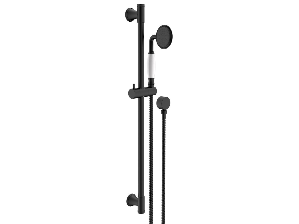 Posh Canterbury Single Rail Shower with Wall Water Inlet Matte Black (3 Star)