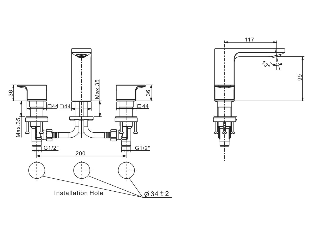 American Standard Basin Set Chrome (4 Star) from Reece