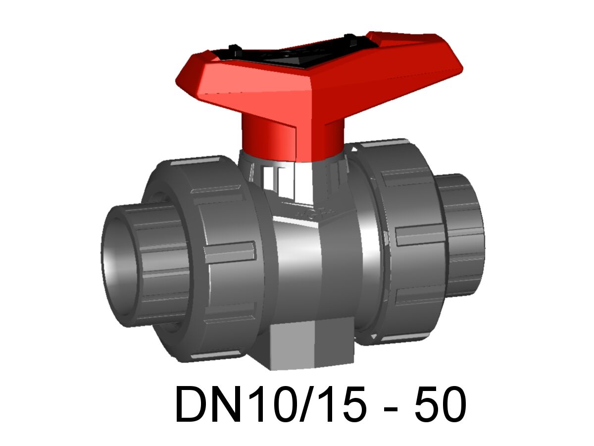 Schedule 80 PVCU Double Union Ball Valve (Plain Female x Plain Female