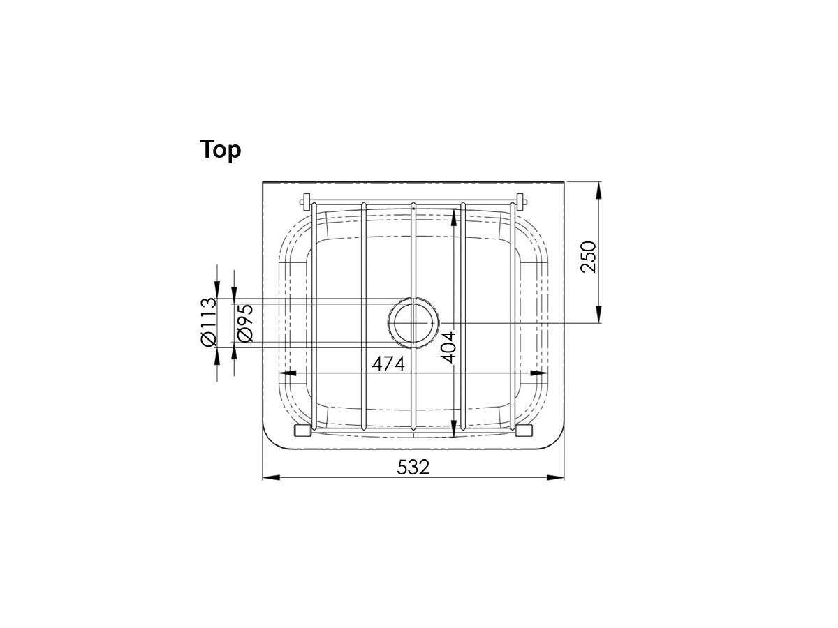 Cleaners Sink & Grate with Brackets Stainless Steel