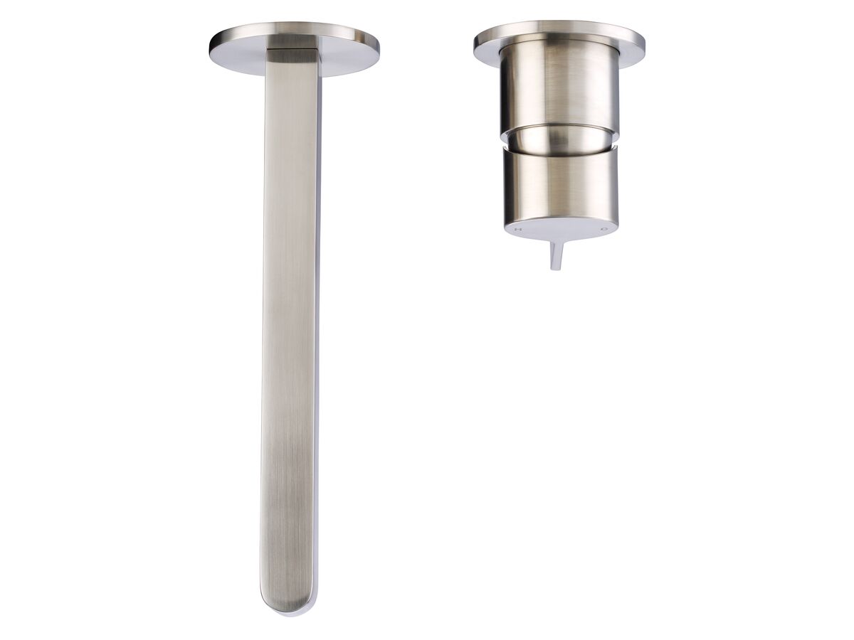 Mizu Stream Wall Basin Mixer Set with 2 Cover Plate Design Brushed Nickel (4 Star) from Reece