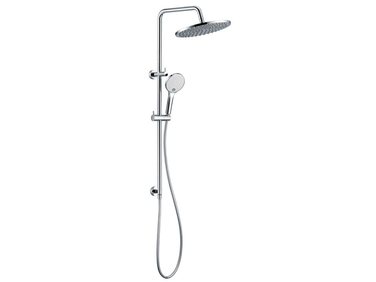 Mizu Drift Twin Rail Shower with 300 ABS Overhead with Top Rail Water