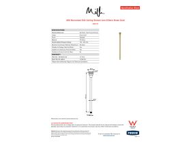 Specification Sheet - Milli Monument Edit Ceiling Shower Arm 450mm Brass Gold