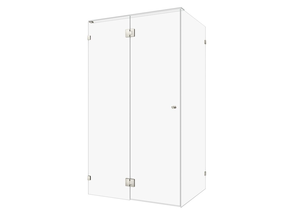 Hero - Kado Lux Frameless Enclosure with Wall Clips 1200 x 900mm Brushed Nickel