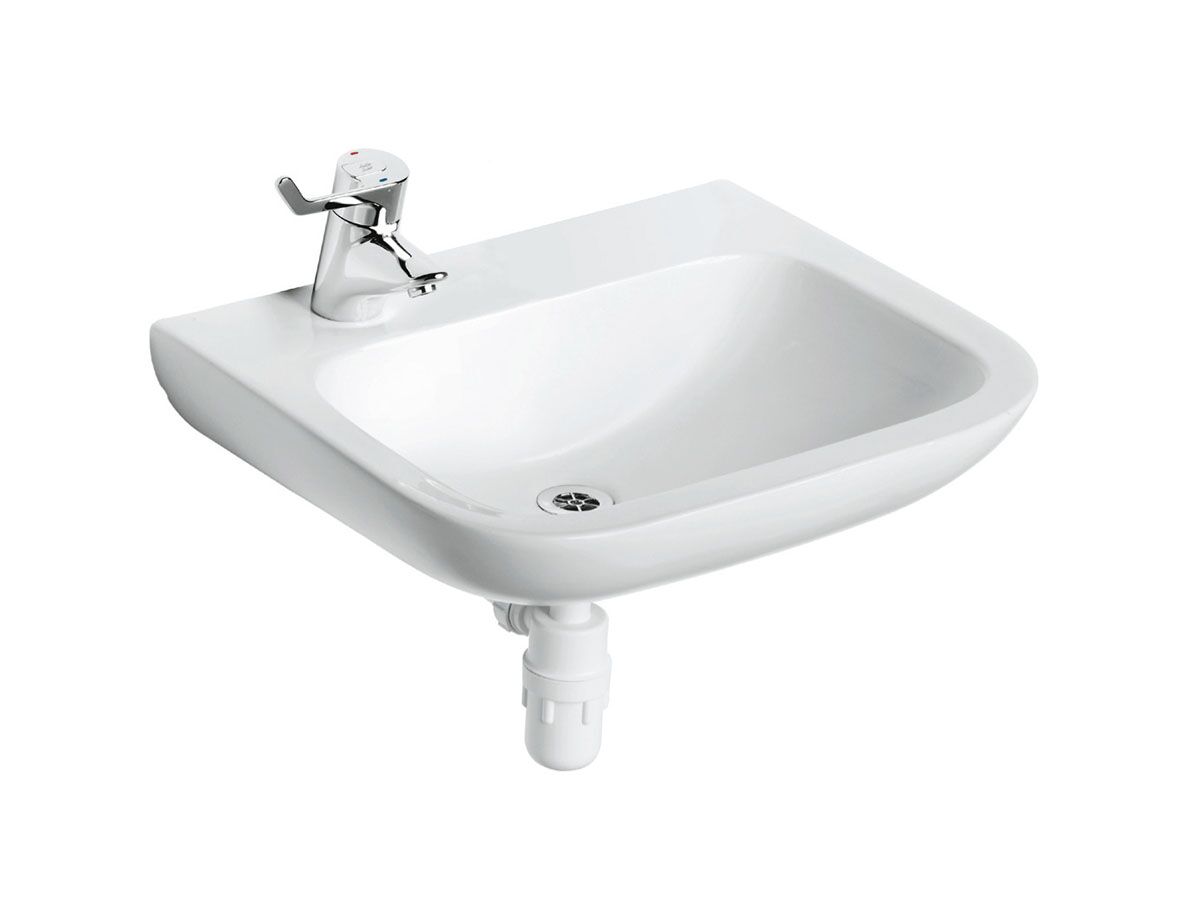 Portman 21 Wall Basin with Fixing Bolts 600mm 1 Taphole Left White