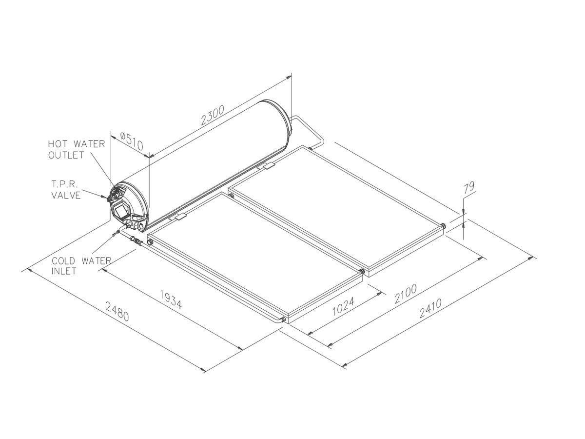 Rheem Solar HL 300L 3.6kW 52D300R7/2NPT