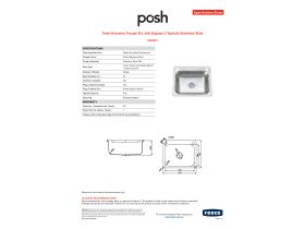 Specification Sheet - Posh Domaine Trough 45L with Bypass 2 Taphole Stainless Steel