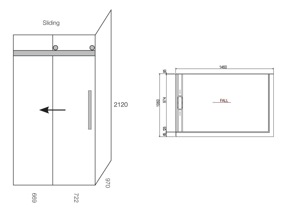 Glacier 2 Sided 1400 x 1000 Shower Tray & Left Hand Sliding Screen from