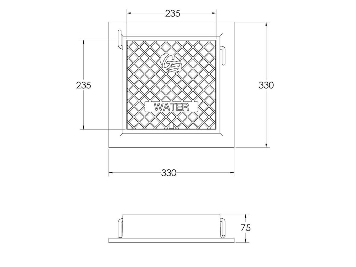 Cast Iron Meter Box (Water) Hinged 255mm x 250mm