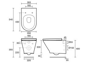 Roca The Gap Round Wall Hung Rimless Thick Seat (4 Star)