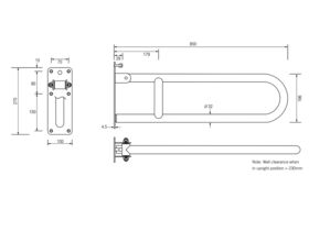 RBA Drop Down Grab Rail 850mm Satin Stainless Steel