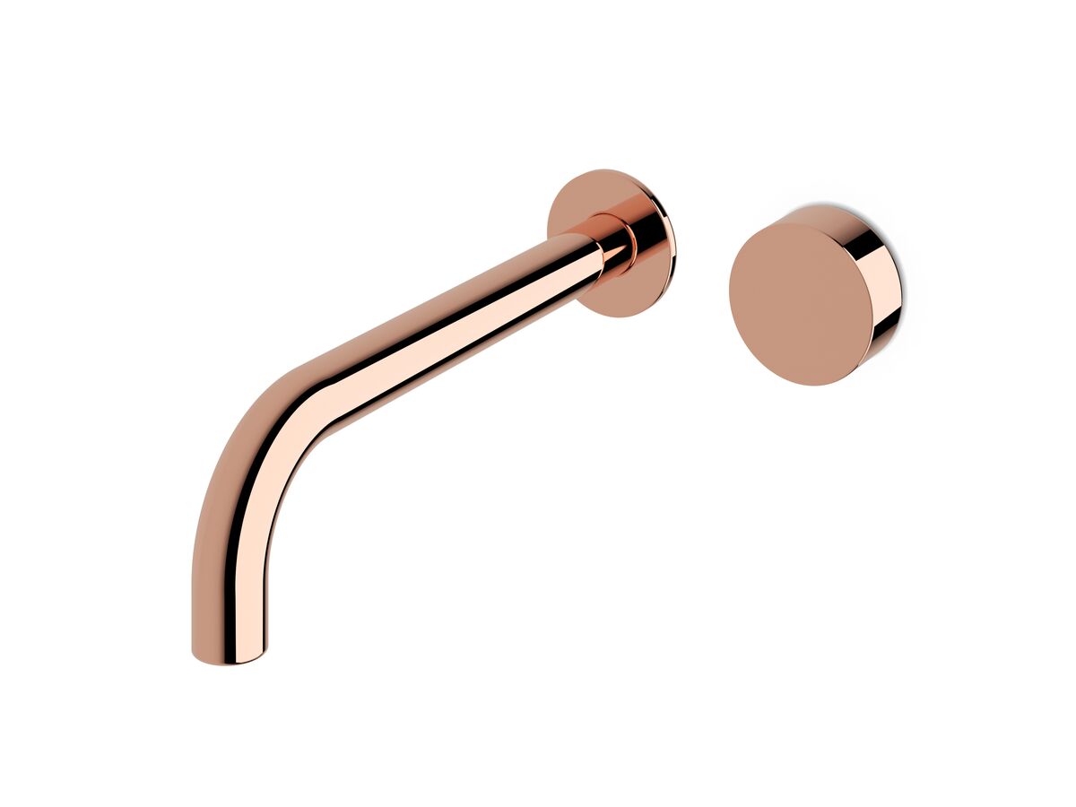 Polished rose gold copper shower head 200 mm set wall arm WELS progressive mixer 