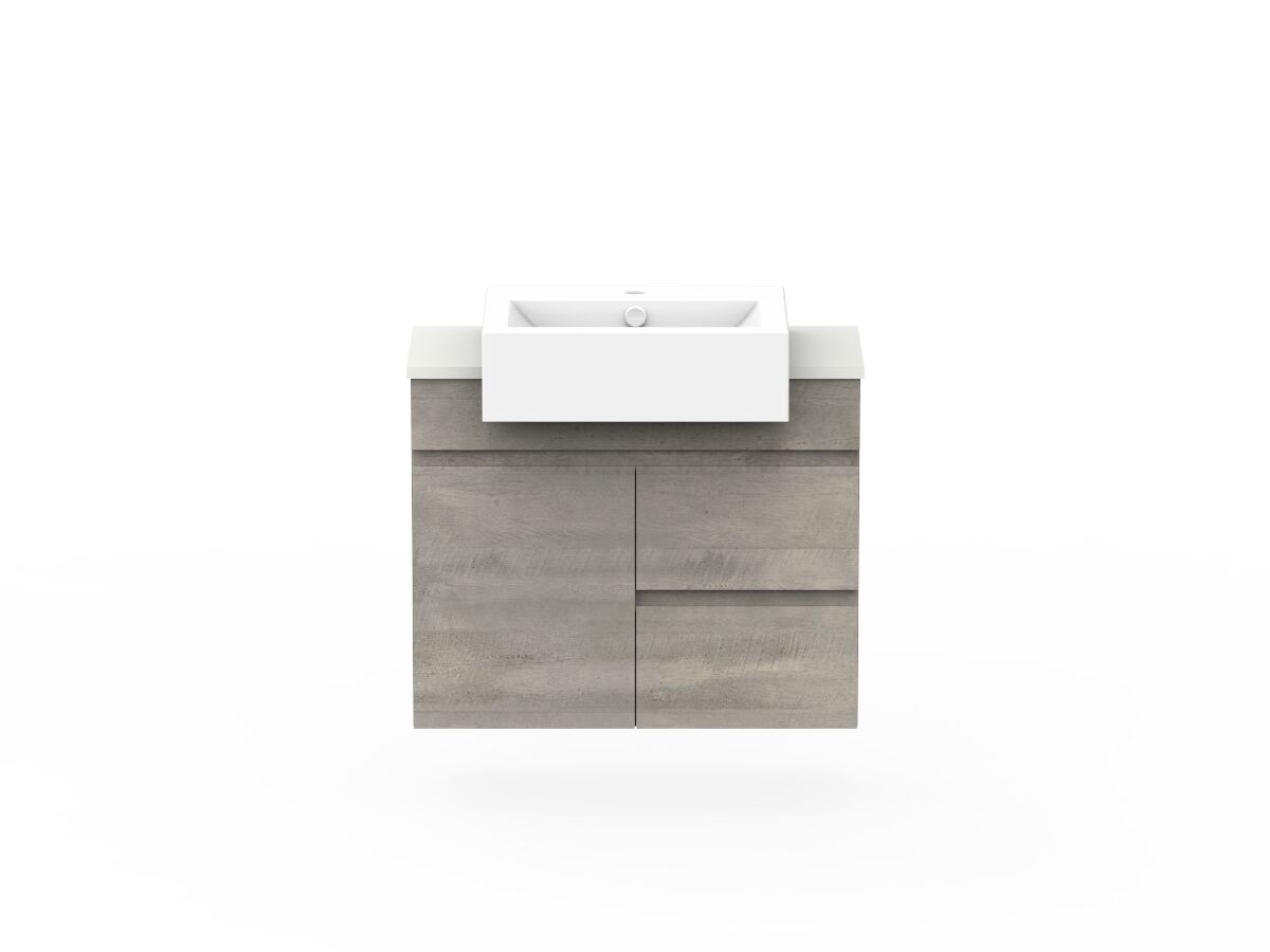 Posh Domaine 750mm Wall Hung Vanity Unit SemiRecessed Friday Top (no