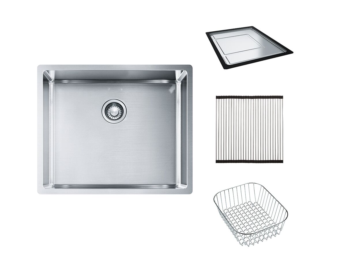 Franke Bow BXX21050 Single Bowl Inset/Undermount/Flushmount Sink Pack Type 3 Stainless Steel