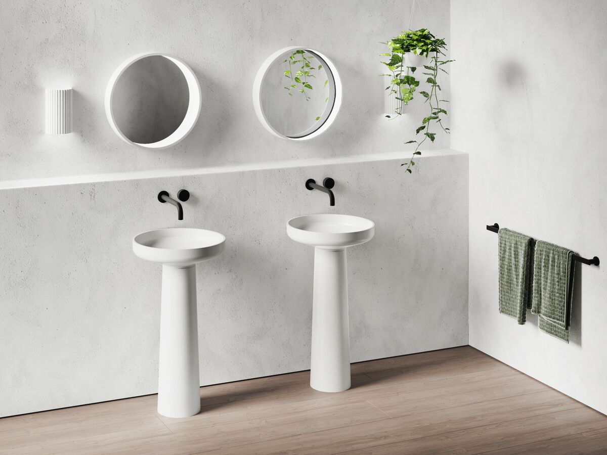 Venice 450 Basin and Pedestal Solid Surface White