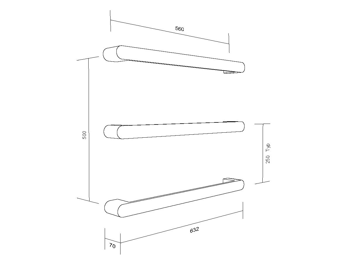 Milli Rush Heated Towel Rail 832mm (Each) Black from Reece