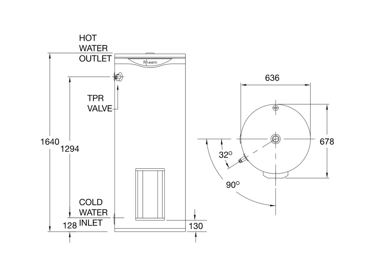 Rheem 315L 3x3.6kW Heavy Duty Electric Hot Water System 613/315 from