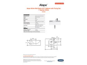 Specification Sheet - Alape White Wall Basin WT7 600mm with Fixing Set 1 Taphole White