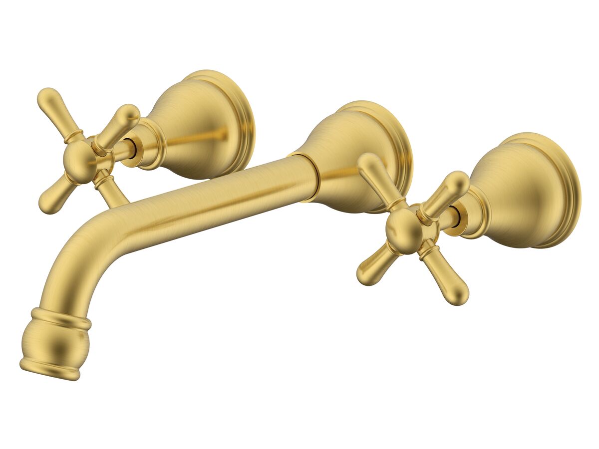 Milli Voir Wall Basin Set 150mm Cross Handle Brushed Gold (4 Star)